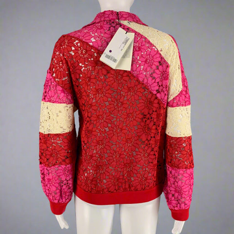 GUCCI Size XXS Red Pink Viscose Color Block Jacket