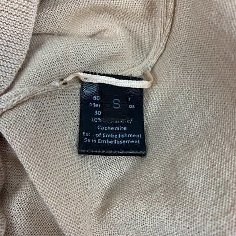 SIMONE ROCHA Taille S Cardigan perlé en laine mérinos beige