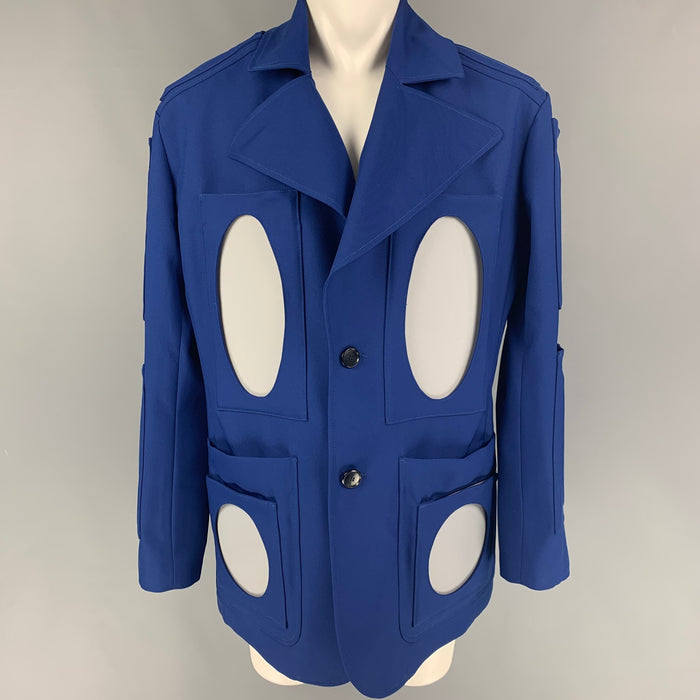 WALTER VAN BEIRENDONCK SS 21 Size 38 Blue Mirror Applique Polyester Coat