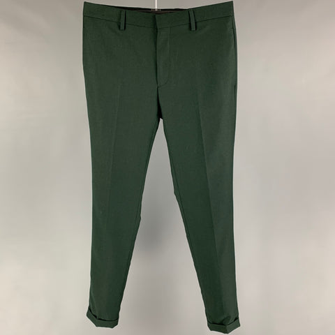 THE KOOPLES Size 28 Green Wool Zip Fly Dress Pants