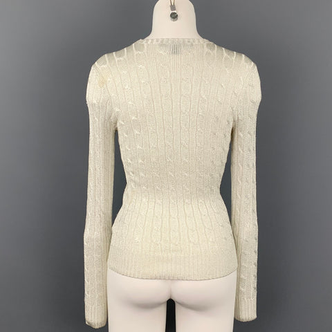 RALPH LAUREN Black Label Size M Silver Acetate Blend Pullover
