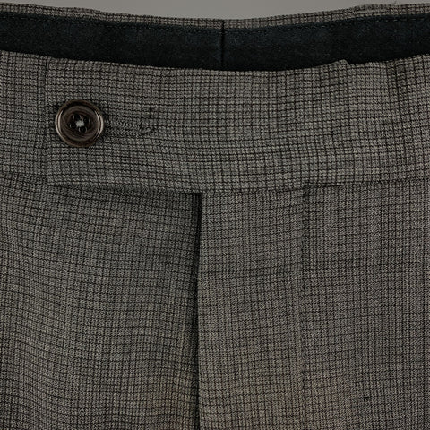 JOHN VARVATOS Size 36 Charcoal Window Pane Virgin Wool 30 Zip Fly Dress Pants