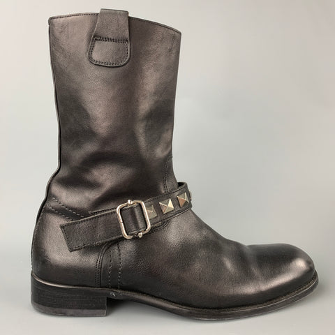 TO BOOT NY Taille 10 Bottes à fermeture éclair latérale en cuir clouté noir
