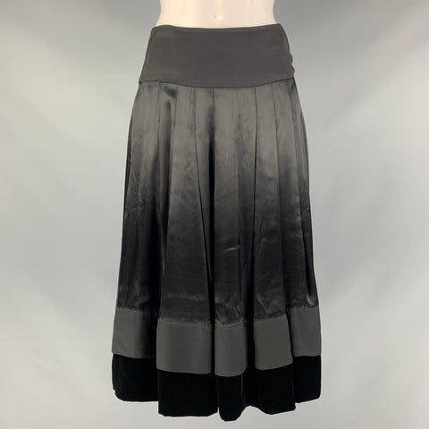 CHLOE Size 2 Black Silk Pleated Circle Skirt