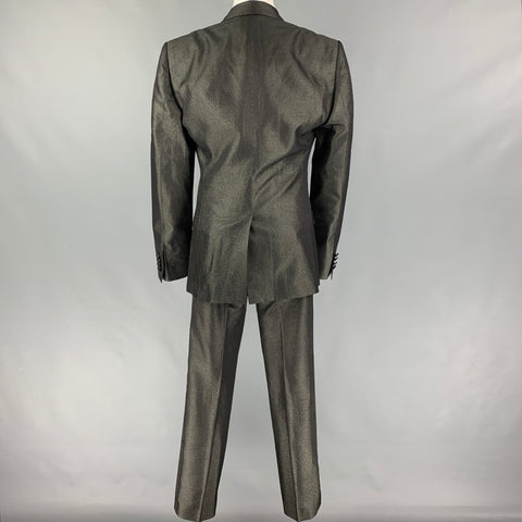 DOLCE & GABBANA Size 36 Black Gold Metallic Acetate Blend 3 Piece Tuxedo Suit