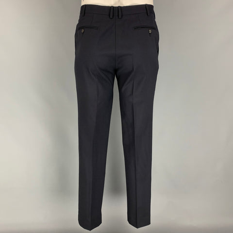 LANVIN Talla 42 Traje regular de solapa de muesca de lana azul medianoche