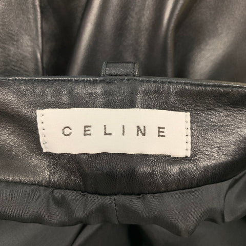CELINE Size 2 Black Leather Dress Pants