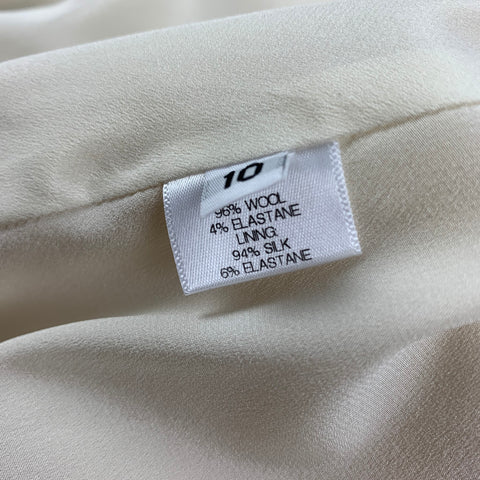 PRABAL GURUNG Size 10 Cream Wool A-Line Dress