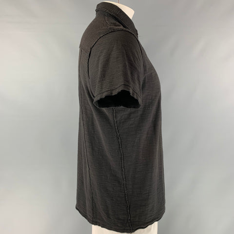 DIESEL Taille XXL Polo boutonné en coton texturé noir