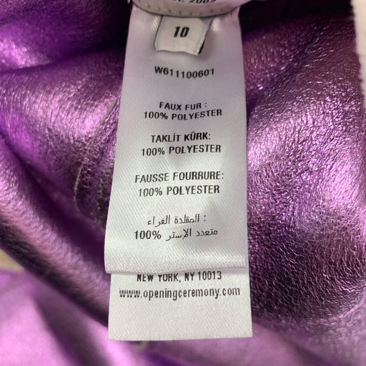 OPENING CEREMONY Size 10 Lavender Metallic Polyester Faux Fur Reversible Jacket