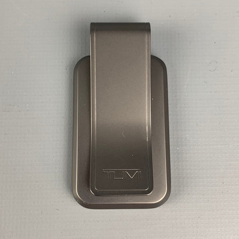 TUMI Size One Size Black Gunmetal Leather Nassau Monogram Patch Money Clip