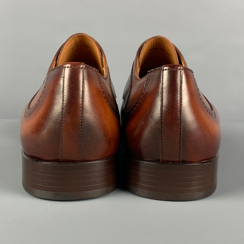 MAGNANNI Size 12 Brown Leather Cap Toe Lace Up Shoes
