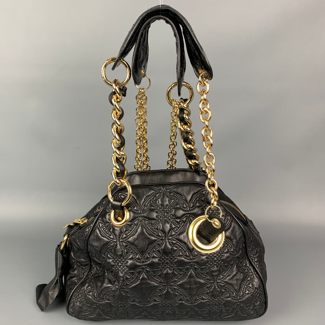 VIVIENNE WESTWOOD Coventry Black & Gold Quilted Leather Asymmetrical Handbag