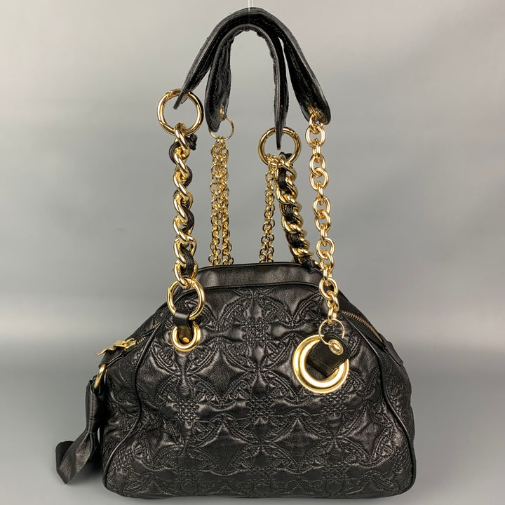 VIVIENNE WESTWOOD Coventry Black & Gold Quilted Leather Asymmetrical Handbag