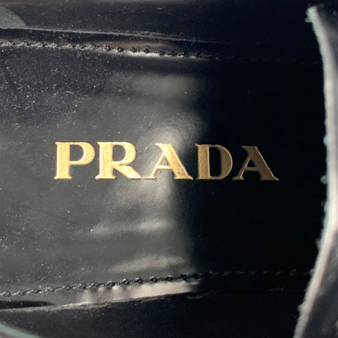 PRADA Talla 6.5 Zapatos con punta de ala perforada en negro, blanco y azul