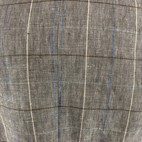LORO PIANA Size 38 Taupe Window Pane Linen Notch Lapel Sport Coat