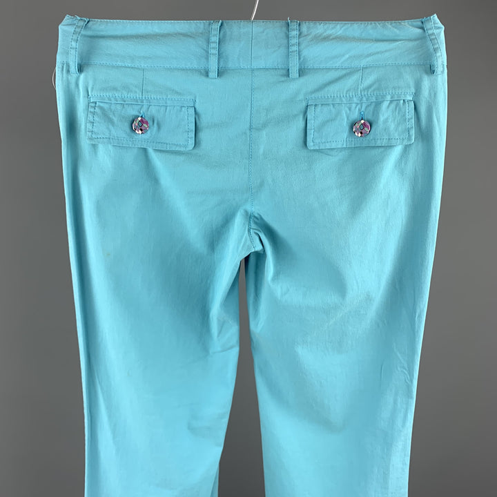 EMILIO PUCCI Size 6 Turquoise Cotton Straight Leg Casual Pants