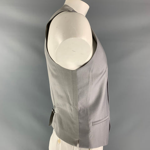 DOLCE & GABBANA Size 40 Solid Wool & Silk Buttoned Light Gray Vest