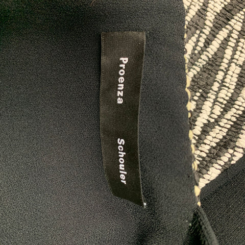 PROENZA SCHOULER Taille 6 Robe trapèze sans manches en mélange d'acrylique noir et blanc