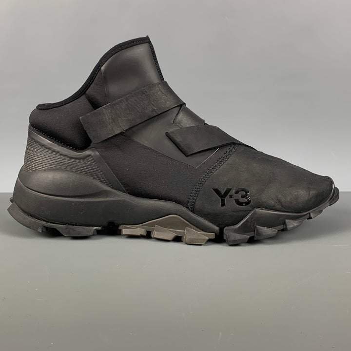 Y-3 Size 11.5 Black Mixed Materials Nylon High Top Sneakers