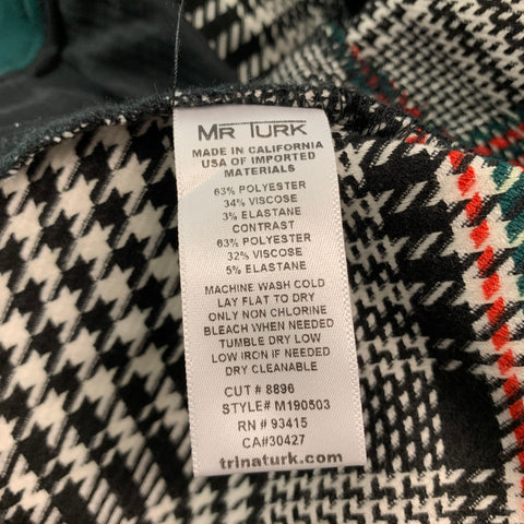 MR. TURK Size 31 Black Multi-Color Plaid Polyester Blend Flat Front Casual Pants