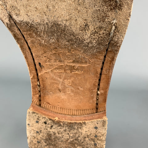 SALVATORE FERRAGAMO Taille 11 Chaussures à lacets en cuir tressé blanc