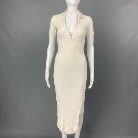ALIX NYC Size S Oatmeal Viscose Blend Ribbed Short Sleeve Dress