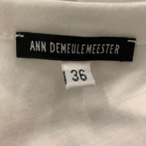 ANN DEMEULEMEESTER Size 2 White Cotton Solid Long Sleeve T-Shirt