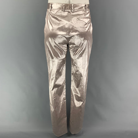 VERSACE Size 34 Silver Metallic Pleated Dress Pants