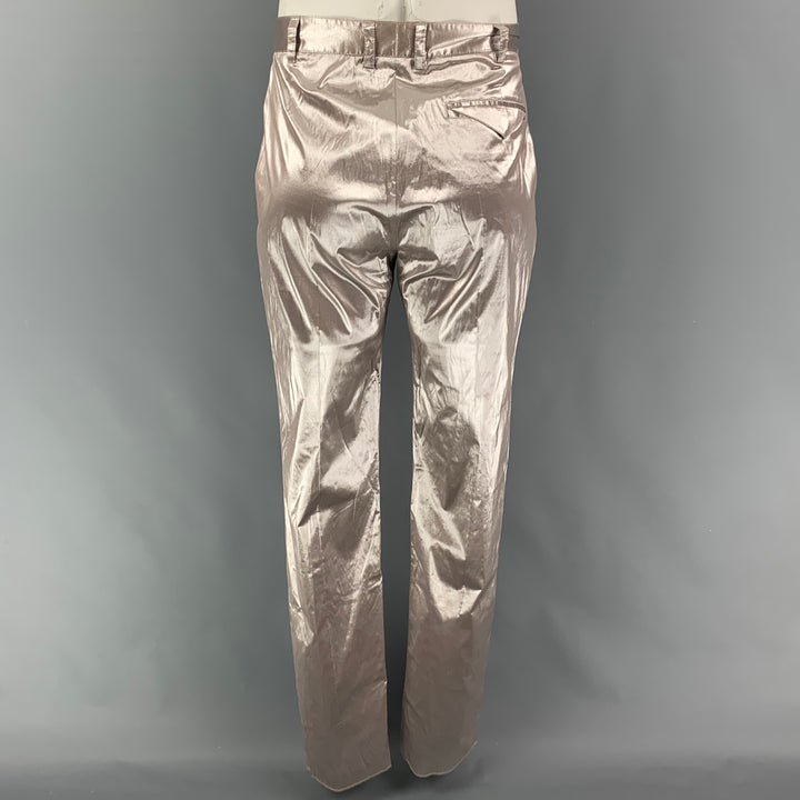 VERSACE Size 34 Silver Metallic Pleated Dress Pants
