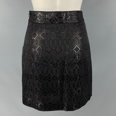 TORY BURCH Talla 0 Minifalda plisada de rayón de acetato negro