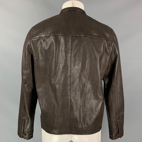 JOHN VARVATOS Size 40 Brown Leather Motorcycle Jacket