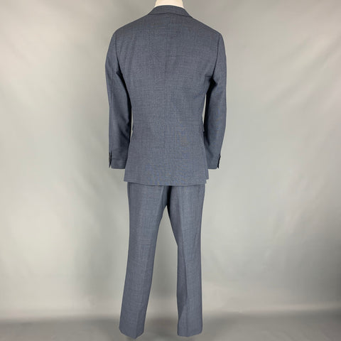 BURBERRY LONDON Size 40 Blue & Gray Textured Wool Single Breasted Suit