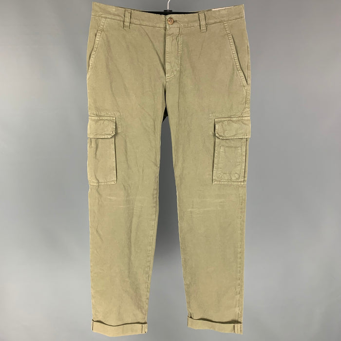 BRUNELLO CUCINELLI Size 34 Khaki Cotton Cargo Casual Pants