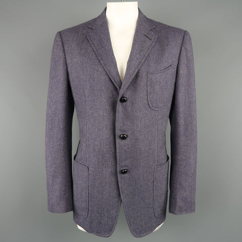 TOM FORD 46 Long Light Purple Herringbone Wool / Cashmere Notch Lapel Sport Coat