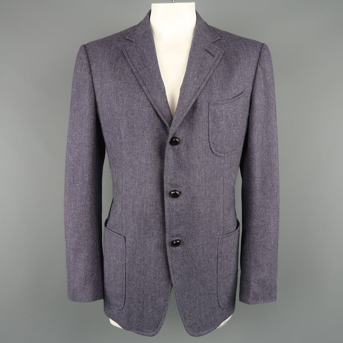 TOM FORD 46 Long Light Purple Herringbone Wool / Cashmere Notch Lapel Sport Coat