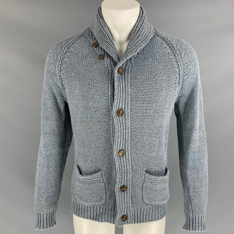 RRL by RALPH LAUREN Size M Powder Blue Knitted Cotton / Polyester Shawl Collar Jacket