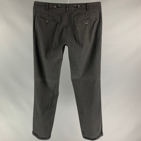 BARENA Taille 32 Pantalon habillé en coton / polyester pied-de-poule charbon de bois et noir avec braguette zippée et revers