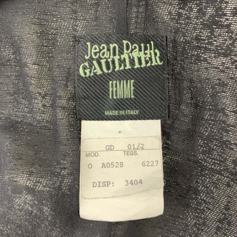 JEAN PAUL GAULTIER Size 8 Black & Silver Silk Mary Jane Buttoned Jacket