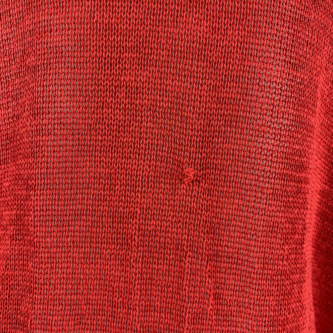 BRUNELLO CUCINELLI Size S Red White Cotton Stripe V Neck Cardigan
