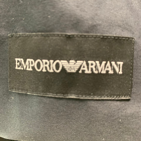 EMPORIO ARMANI Size L Black Solid Cotton Polyamide Button Up Long Sleeve Shirt