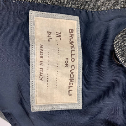 BRUNELLO CUCINELLI Size 44 Regular Grey Virgin Wool / Silk Peak Lapel Suit