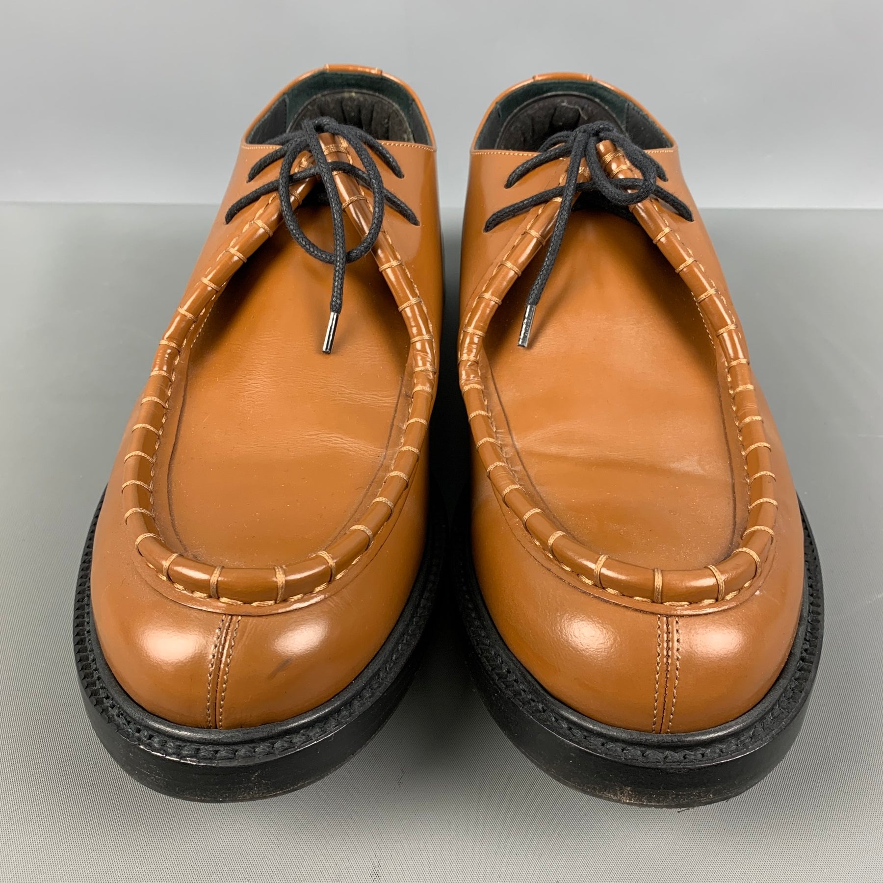 CALVIN KLEIN 205W39NYC Size 9.5 Tan Solid Leather Lace Up
