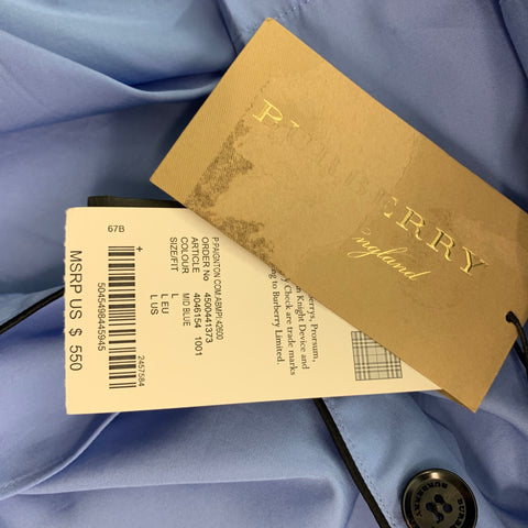 BURBERRY Size M Blue Black Solid Cotton Camp Short Sleeve Shirt