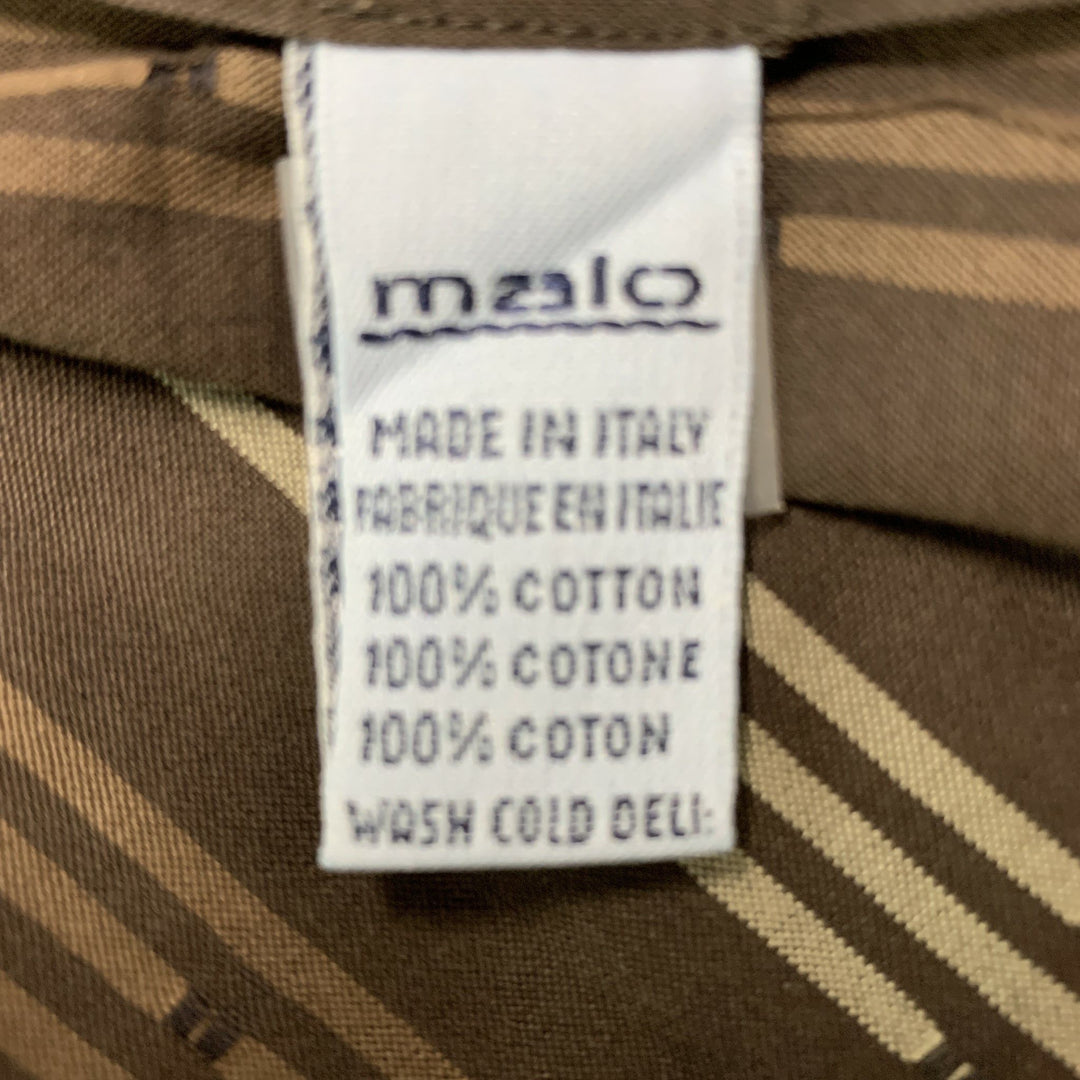 MALO Size XXL Brown Stripe Cotton Button Up Long Sleeve Shirt