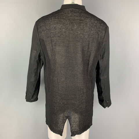 ISABEL BENENATO SS 17 Size 40 Black Mixed Fabrics Flax Jacket