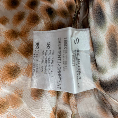 ROBERTO CAVALLI Talla S Blusa Puntos Seda Blanco Marrón