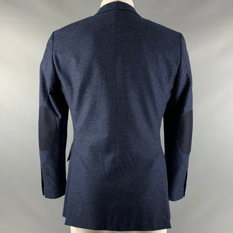 BECKETT and ROBB Size 38 Navy Heather Wool Elbow Patches Sport Coat