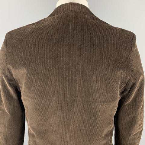 BARNEY'S CO-OP Size 36 Black Corduroy Cotton Notch Lapel Double Buttoned Sport Coat