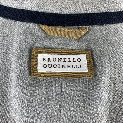 BRUNELLO CUCINELLI Size XL Quilted Khaki Twill Zip Up Puff Zip Pockets Vest